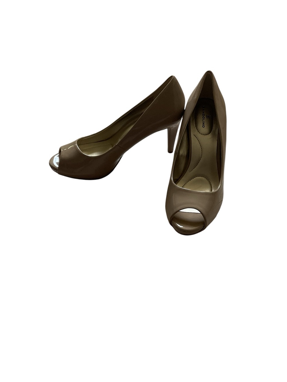 Bandolino Taupe Patent Peep Toe Heels